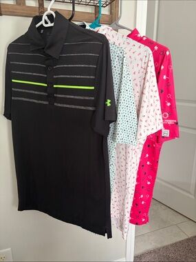 johnnie-O Black Polo with Neon Green Stripe